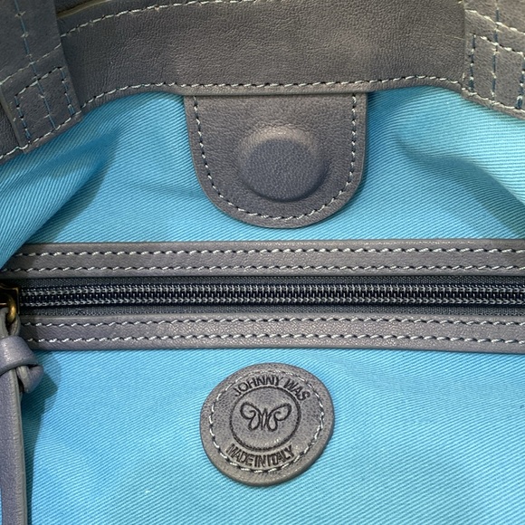 JOHNNY WAS “Vanessa” Blue (Altomare) Italian Leather Tote (NWT’s) - Picture 14 of 16